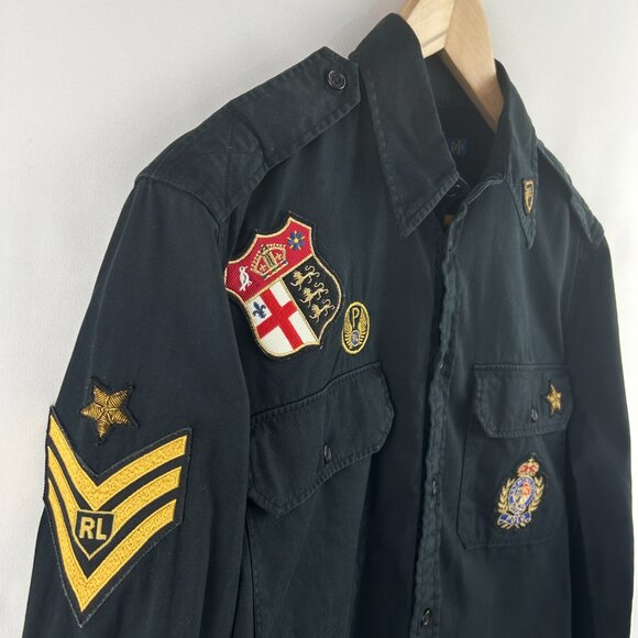 Polo Ralph Lauren Military Black Shirt – Preppy crest Men's Large L - Picture 5 of 15